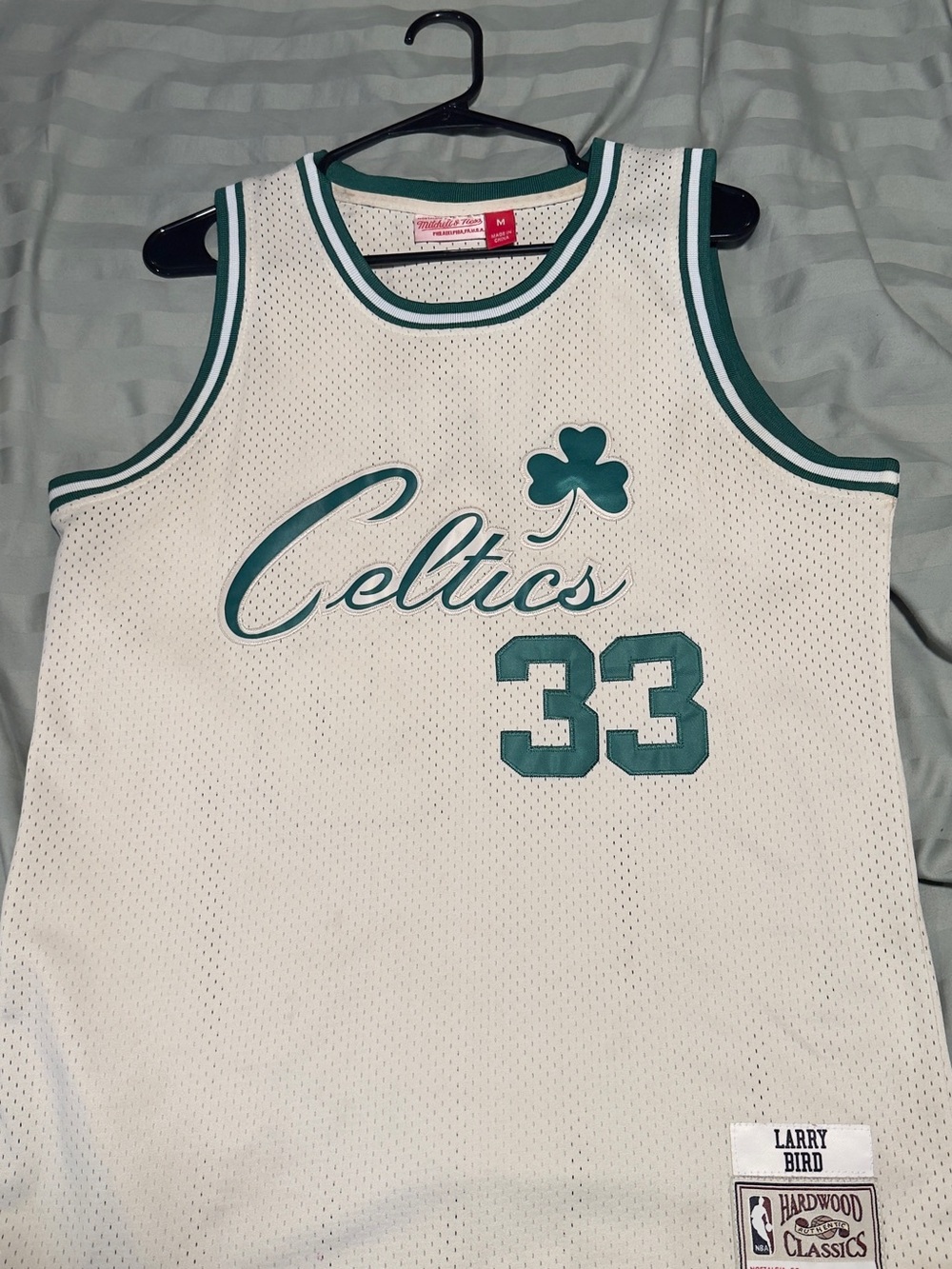 Mitchell & Ness Celtics White & Green Larry Bird #33 Jersey
